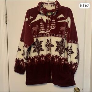 Cabela’s Vintage fleece double zipper jacket wildlife print with pockets